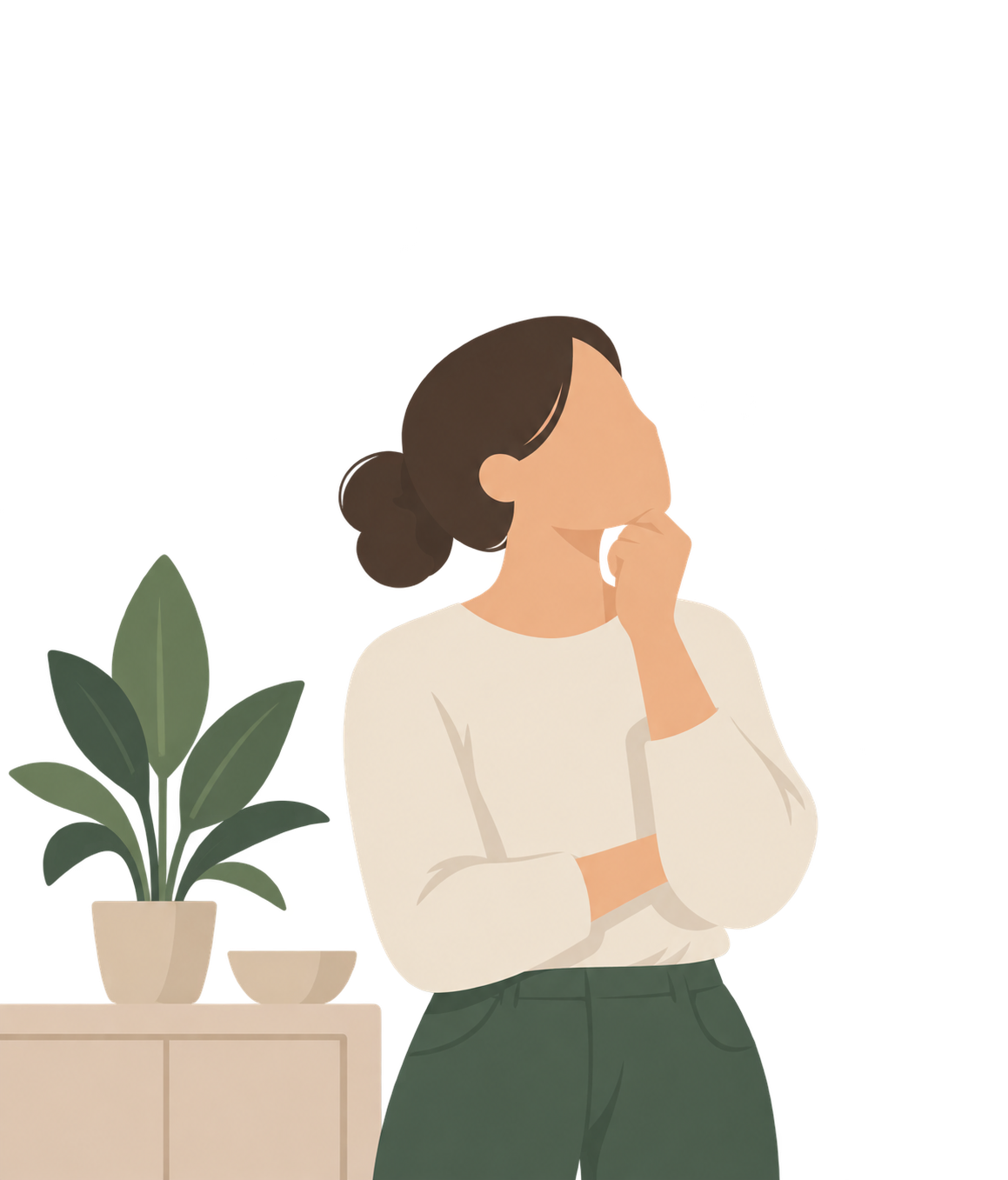 Illustration: kvinna som funderar